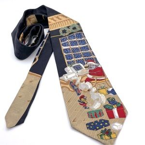 Oscar de la Renta Christmas Santa 100% Silk Tie